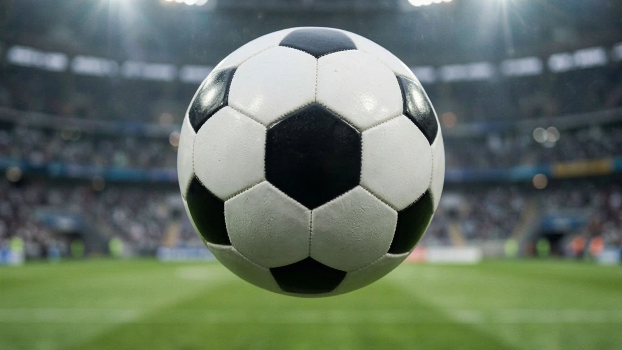 Pilha de camisolas de futebol dobradas em cores lisas sobre um banco de madeira, sem logos